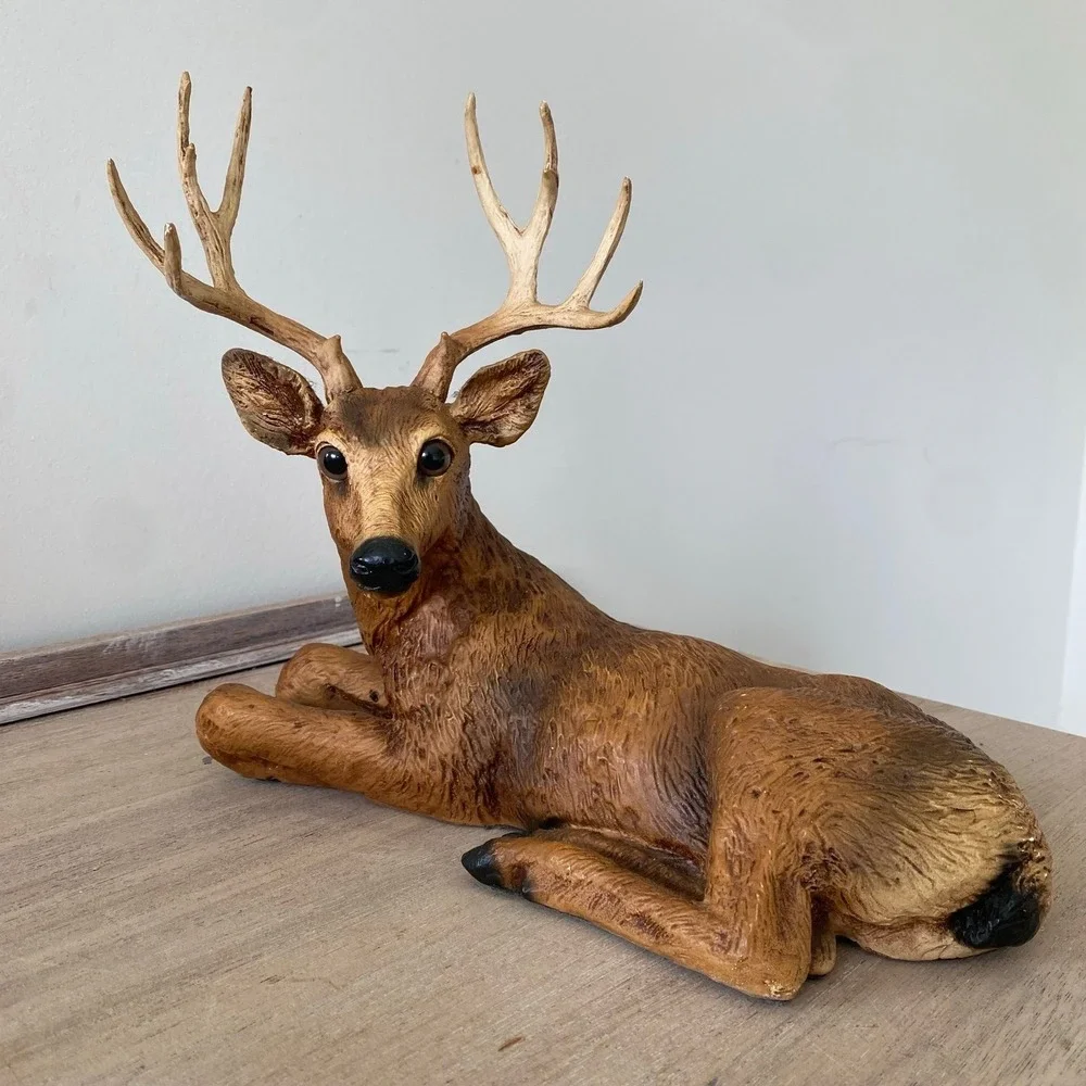 Homco Deer Buck Stag Laying Down Figurine